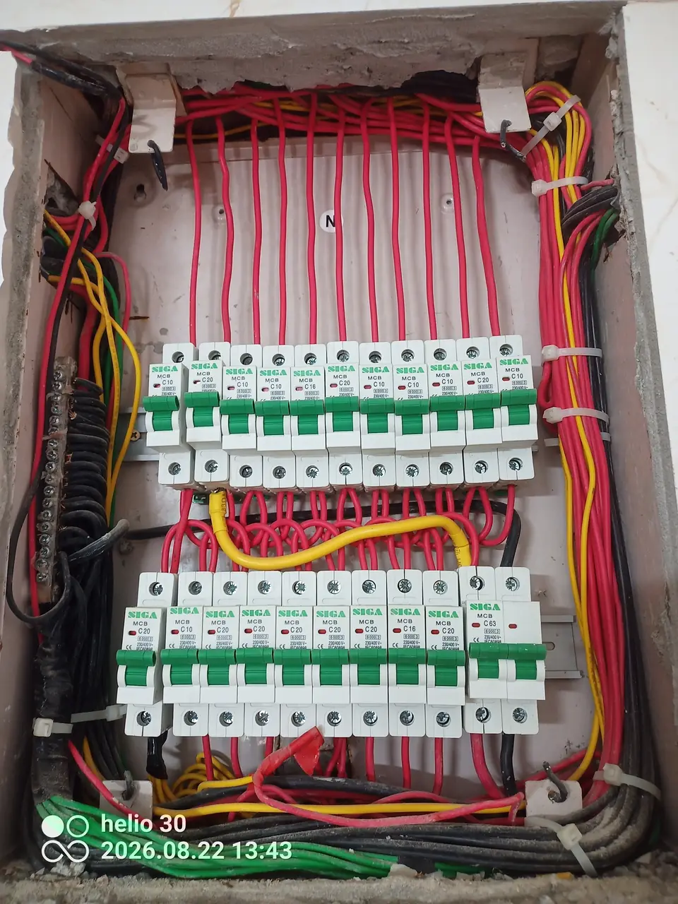 Rewired distribution board with new breakers